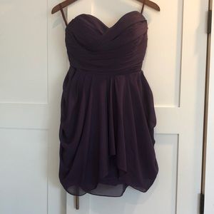 Purple Strapless Bridesmaid Dress